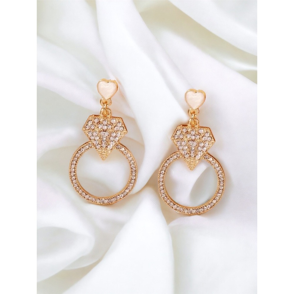 Rhinestone Diamond Ring Drop Earrings | Bride | Bridal Gift |